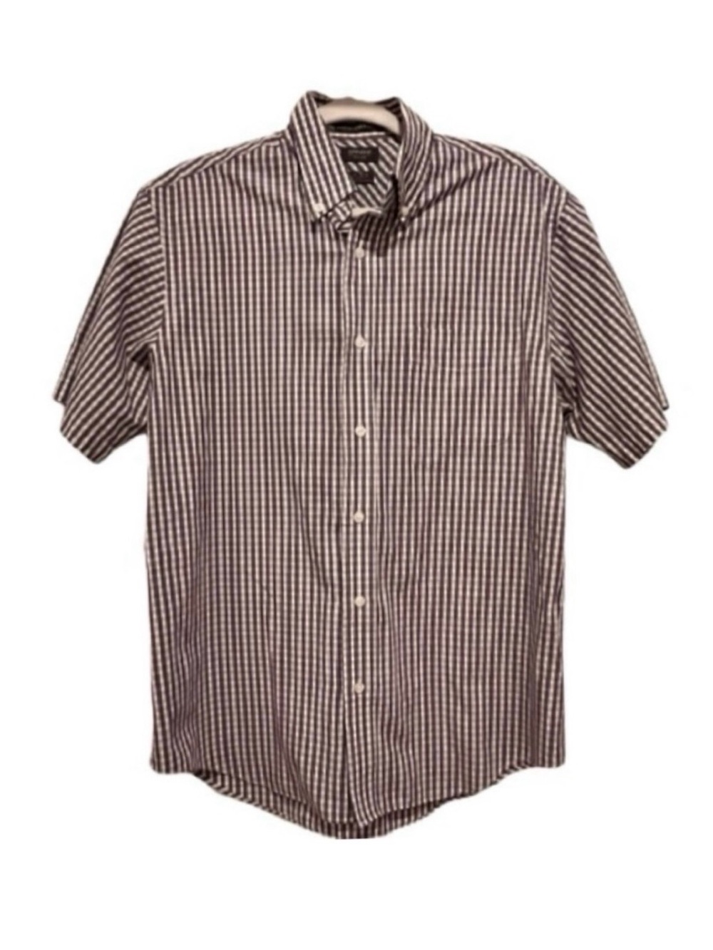 Men's Arrow 1851 Classic Fit Short Sleeve Gray Plaid Shirt. Size: Medium